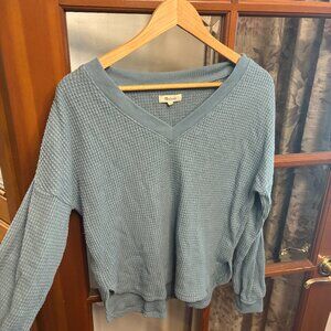 Cozy for fall icy blue waffle shirt Madewell size S